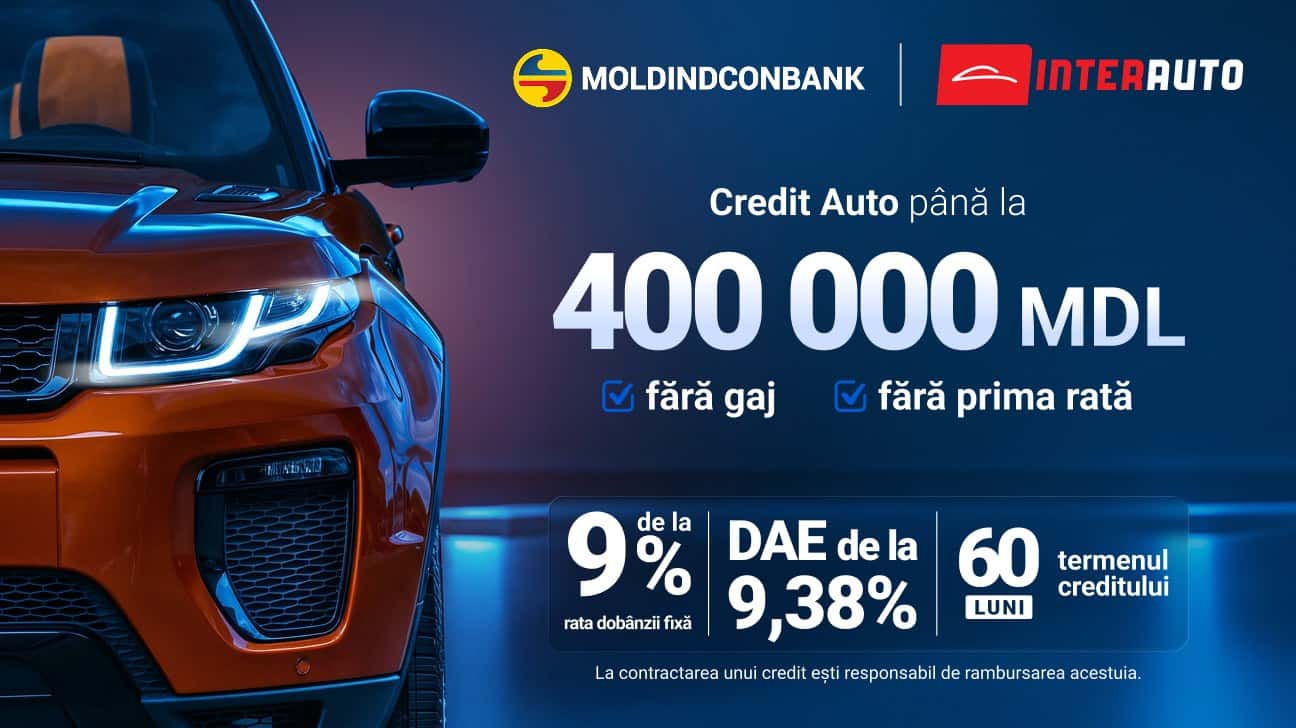 Credit auto 0 lei prima rată la InterAuto - Finanțare avantajoasă prin Moldindconbank